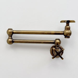 Antique Brass Pot Filler with Cross Handles