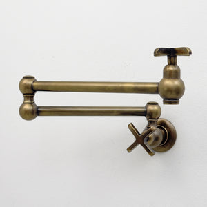 Antique Brass Pot Filler with Cross Handles