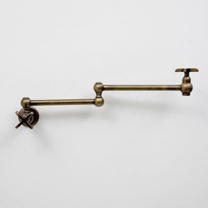 Antique Brass Pot Filler with Cross Handles