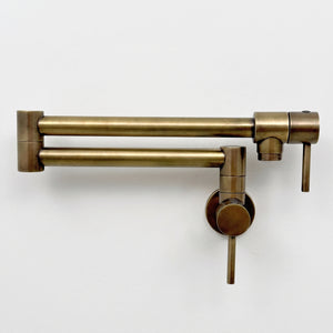 Antique Brass Wall-Mount Pot Filler with Lever Handles