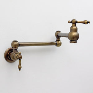 Antique Brass Pot Filler with Pearl or Branch Handles