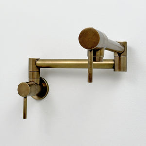 Antique Brass Wall-Mount Pot Filler with Lever Handles