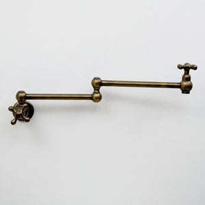 Antique Brass Pot Filler with Cross Handles
