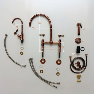 Antique Copper Bridge Kitchen Faucet with Lever Handles – Cavendish – alternate view 14