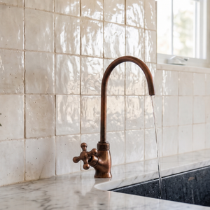 Antique Copper Cold Water Faucet with Cross Handle, 10-Inch Height