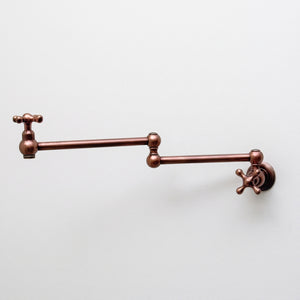 Antique Copper Wall-Mount Pot Filler with Cross Handles
