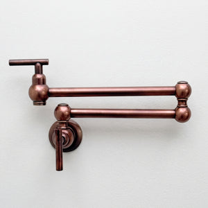 Antique Copper Wall-Mount Pot Filler with Lever Handles