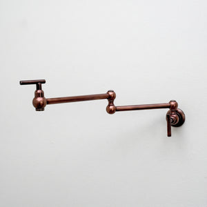 Antique Copper Wall-Mount Pot Filler with Lever Handles