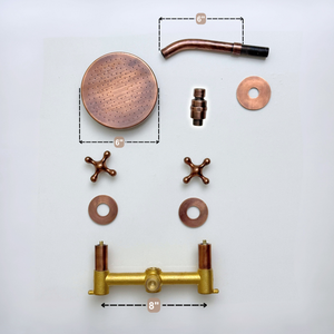 Antique Copper Adjustable Flat Round Rain Shower System — Short arm (ACCSS-007) — detail view 10