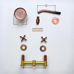 Antique Copper Adjustable Round Rain Shower System — Short arm (ACCSS-008) — detail view 12
