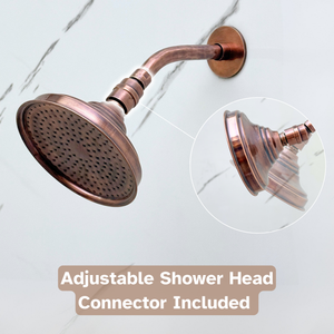 Antique Copper Adjustable Round Rain Shower System — Short arm (ACCSS-009) — detail view 7