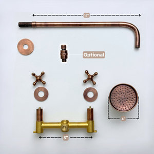 Antique Copper Adjustable Round Rain Shower System — Straight arm (ACCSS-006) — detail view 12