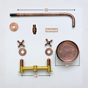 Antique Copper Adjustable Round Rain Shower System — Straight arm (ACCSS-005) — detail view 12
