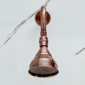 Antique Copper Adjustable Round Rain Shower System — Straight arm (ACCSS-006) — detail view 6