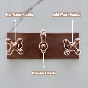 Antique Copper Adjustable Round Rain Shower System with Handheld — Short arm (ACCSS-010) — detail view 10