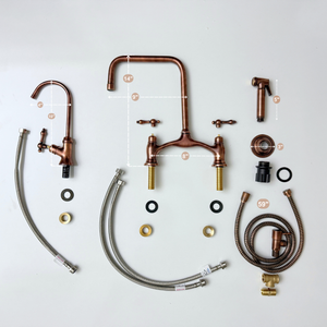 Antique Copper Vintage Bridge Kitchen Faucet with Lever Handles – Waverley – alternate view 14