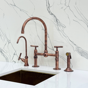 Antique Copper Bridge Kitchen Faucet with Lever Handles – Ashford – alternate view 5