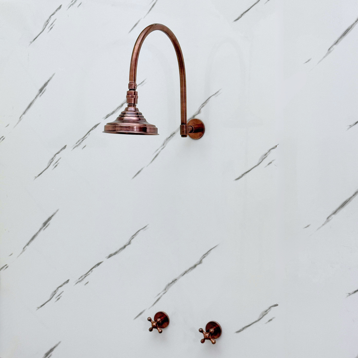 Antique Copper Adjustable Round Rain Shower System — Arcuate arm (ACCSS-003) — detail view 2