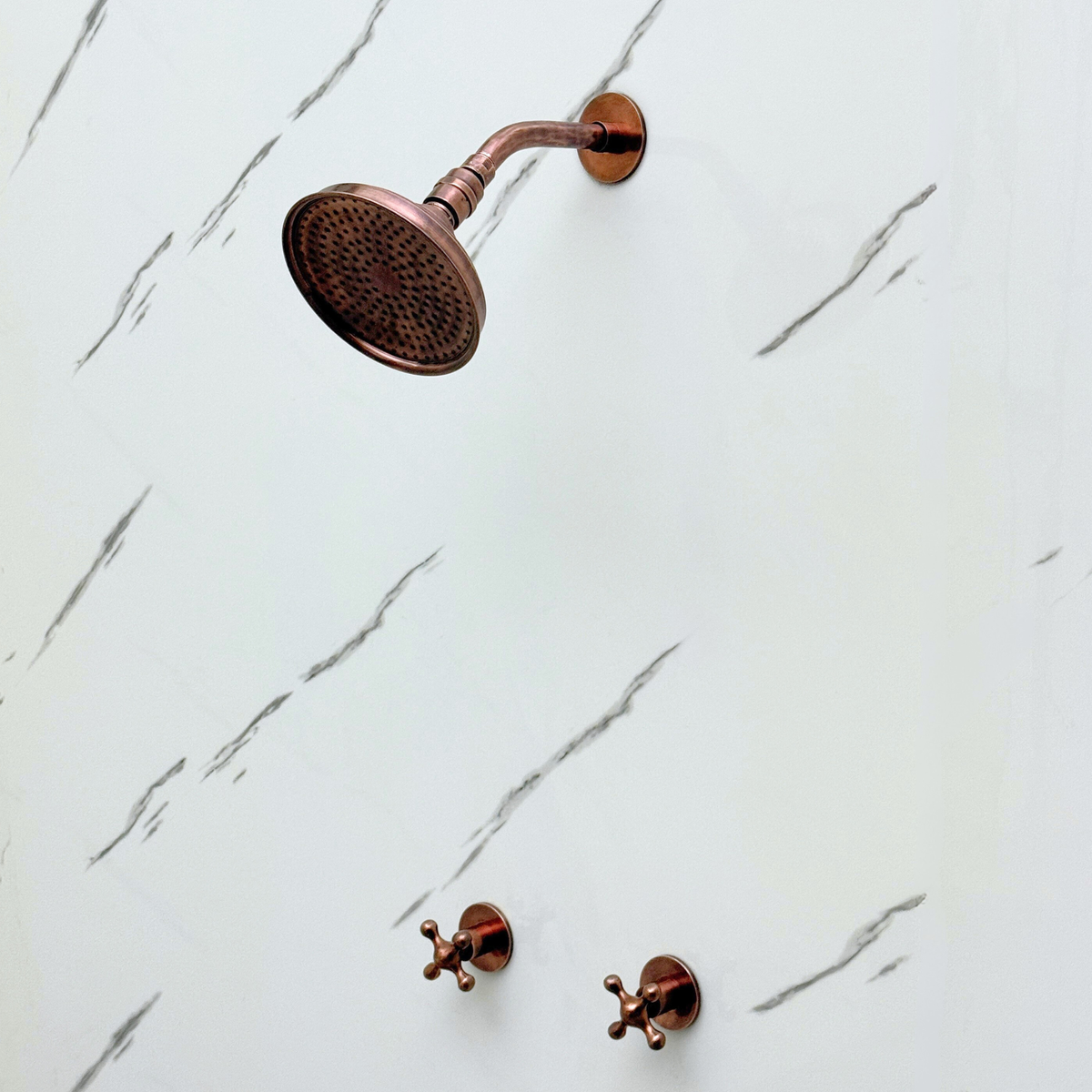 Antique Copper Adjustable Round Rain Shower System — Short arm (ACCSS-009) — detail view 2