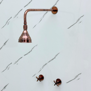Antique Copper Adjustable Round Rain Shower System — Straight arm (ACCSS-006) — detail view 4