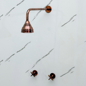 Antique Copper Adjustable Round Rain Shower System — Straight arm (ACCSS-006) — detail view 9