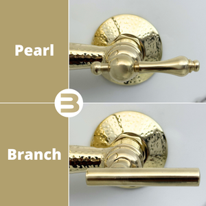 7" Hammered unlacquered brass wall faucet, 6" spread with lever handles – alternate view 9