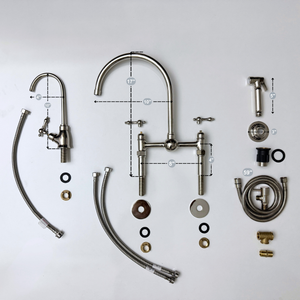 Polished Nickel Bridge Kitchen Faucet with Lever Handles – Tavistock – alternate view 12