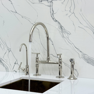Polished Nickel Bridge Kitchen Faucet with Lever Handles – Regent – alternate view 4