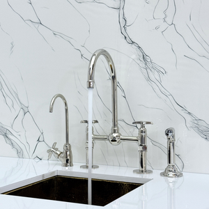 Polished Nickel Bridge Kitchen Faucet with Cross Handles – Harrington – alternate view 5