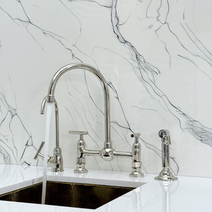 Polished Nickel Bridge Kitchen Faucet with Lever Handles – Lancaster – alternate view 6
