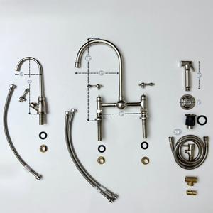 Polished Nickel Bridge Kitchen Faucet with Lever Handles – Lancaster – alternate view 14