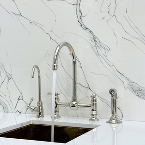 Polished Nickel Bridge Kitchen Faucet with Lever Handles – Lancaster – alternate view 2