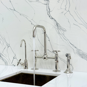 Polished Nickel Classic Bridge Kitchen Faucet with Cross Handles – Kensington – alternate view 5