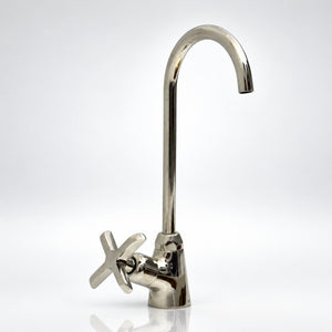 Polished Nickel Cold Water Faucet with Cross Handle, 10-Inch Height