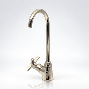 Polished Nickel Cold Water Faucet with Cross Handle, 10-Inch Height