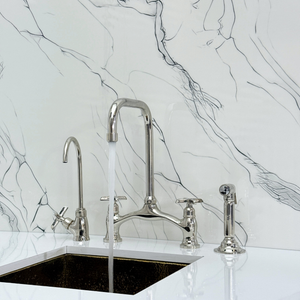 Polished Nickel Vintage Bridge Kitchen Faucet with Cross Handles – Ellington – alternate view 5