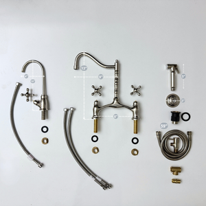 Polished Nickel Victorian Bridge Kitchen Faucet with Cross Handles – Dorchester – alternate view 14