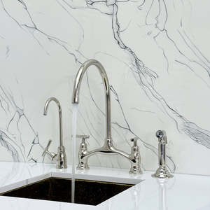 Polished Nickel Bridge Kitchen Faucet with Lever Handles – Ashford – alternate view 6