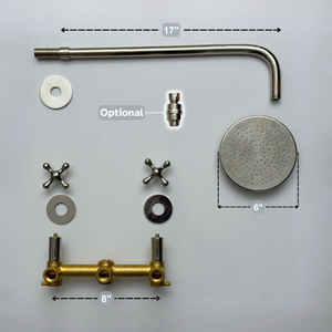 Polished Nickel Adjustable Flat Round Rain Shower System — Straight arm (PNCSS-004) — detail view 12