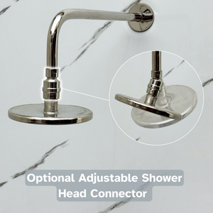 Polished Nickel Adjustable Flat Round Rain Shower System — Straight arm (PNCSS-004) — detail view 7