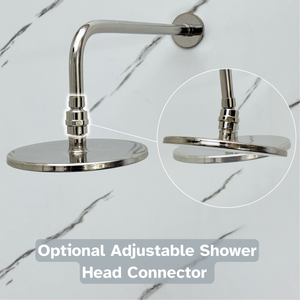 Polished Nickel Adjustable Flat Round Rain Shower System with Tub Filler — Straight arm (PNCSS-018) — detail view 7