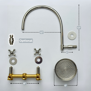 Polished Nickel Adjustable Round Rain Shower System — Arcuate arm (PNCSS-003) — detail view 12