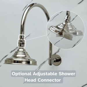 Polished Nickel Adjustable Round Rain Shower System — Arcuate arm (PNCSS-003) — detail view 7