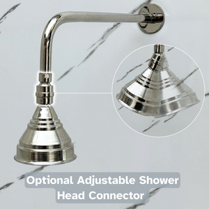 Polished Nickel Adjustable Round Rain Shower System — Straight arm (PNCSS-006) — detail view 7
