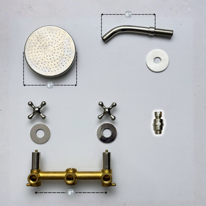Polished Nickel Adjustable Flat Round Rain Shower System — Short arm (PNCSS-007) — detail view 10
