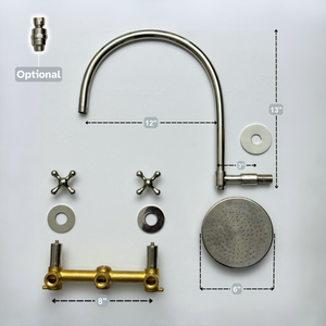 Polished Nickel Flat Round Rain Shower System — Arcuate arm (PNCSS-001) — detail view 12