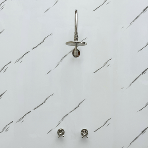 Polished Nickel Flat Round Rain Shower System — Arcuate arm (PNCSS-001) — detail view 5