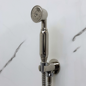 Polished Nickel Round Rain Shower System with Handheld — Short arm (PNCSS-020) — detail view 8