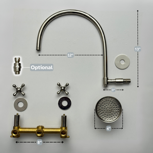 Polished Nickel Round Rain Shower System — Arcuate arm (PNCSS-002) — detail view 12