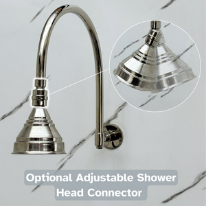 Polished Nickel Round Rain Shower System — Arcuate arm (PNCSS-002) — detail view 7